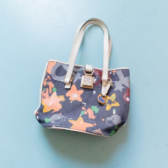 Dooney & Bourke Hand Painted Graffiti Splatte Canvas Bucket Shoulder Tote Bag - Picture 1 of 12